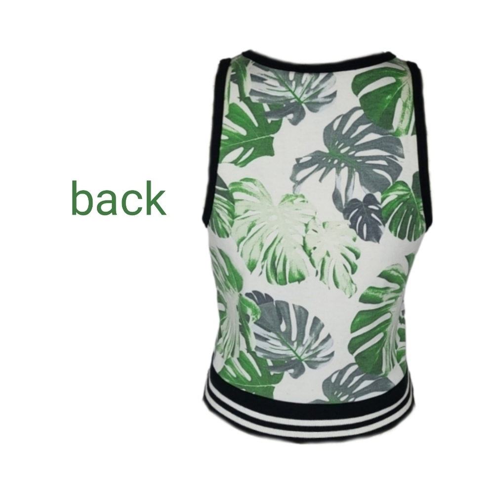 Y2K Sport Crop Top The Best of the Best Tropical Print and Stripe Trim Size S - Picture 4 of 5
